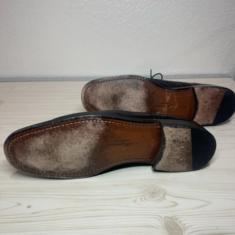 MEZLAN MARQUE CAP TOE BROGUEBLACK LEATHER OXFORD MEN'S SHOES 11 $400 - Picture 6 of 9